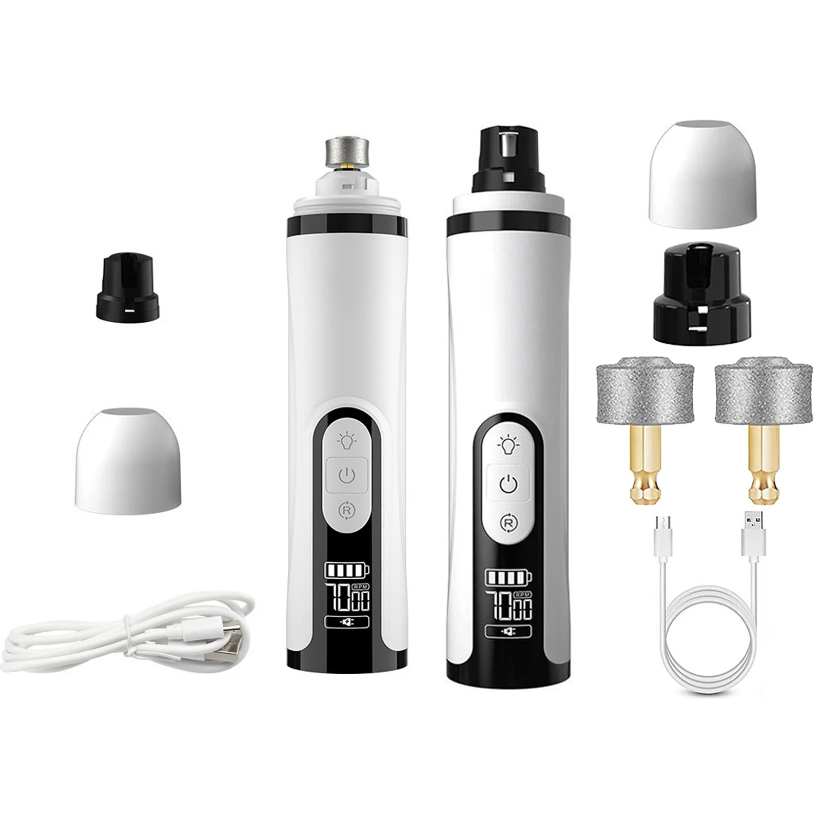 Electric Dog Nail Grinder Rechargeable Pet Nail Trimmer with 2 LED Lights Dog Nail Trimmer for Small Medium Large Dogs Cats