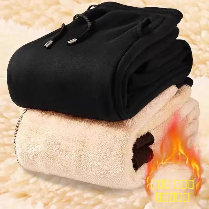 

Men's Fce Lined Thiened Sweatpants Winter eepskin Warm Casual Sports Long Pants Outdoor Wear Cotton Trousers