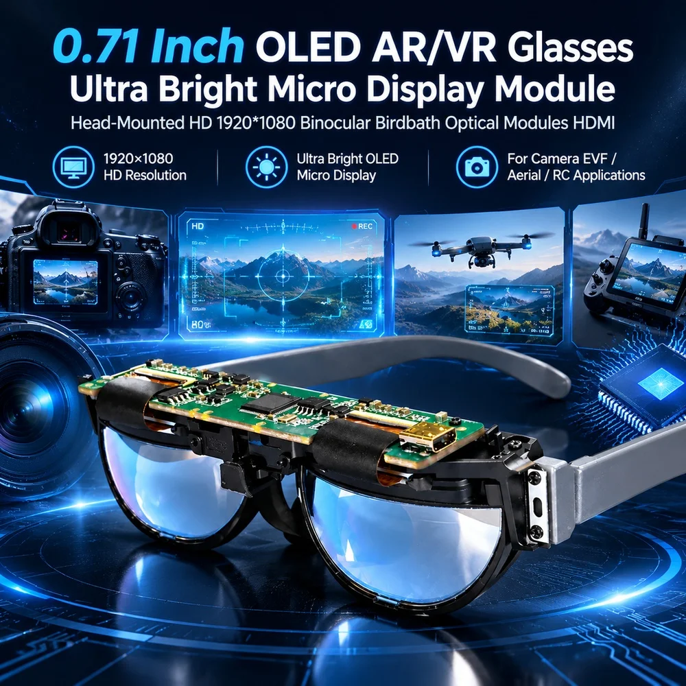 0,71 Zoll OLED AR/VR-Brille Ultrahelles Mikro-Displaymodul Kopfmontiertes HD 1920*1080 Binokulares Vogelbad-Optikmodul HDMI – Detail 1