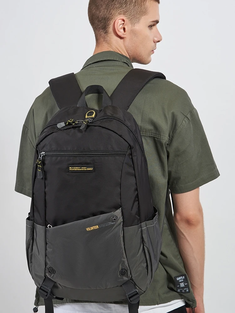 Imagem -05 - Voluntário Mochila para Homem 2023 Novo Elegante Caminhadas Casual de Alta Qualidade Multi-bolso Splicing All-match Náilon Bolsas 169804