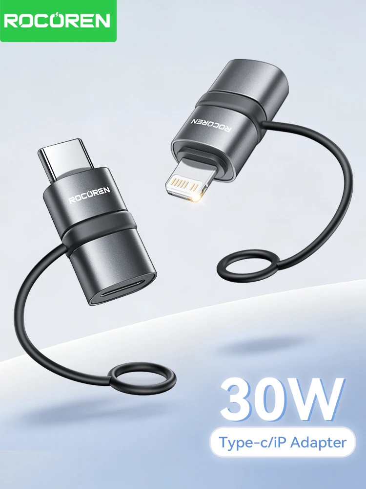 Rocoren Beleuchtungsadapter auf Typ-C PD 30W Schnellladung IP-Buchse auf USB-C OTG für iPhone 18 17 Pro Max iPad AirPods Konverter