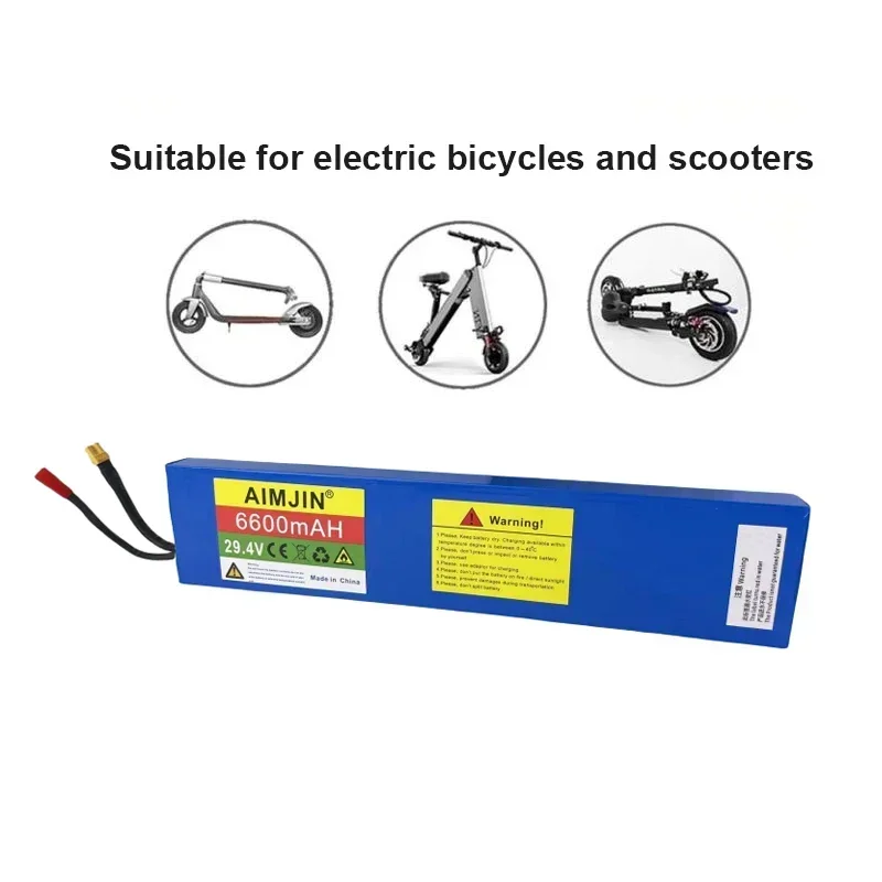 🌈🛡️7S2P 29.4V 6600mAh 18650 Li-ion Rechargeable Battery Pack For Electric Bicycle Moped Balancing Scooter+2A Charger