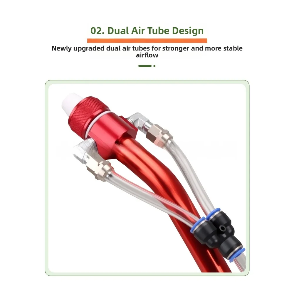 1pc 50cm Heavy Duty Dual Hose Spray Tool Dual Air Tube Quick-Connect Spray Tool For Stone Paint Fireproof Coating Cement