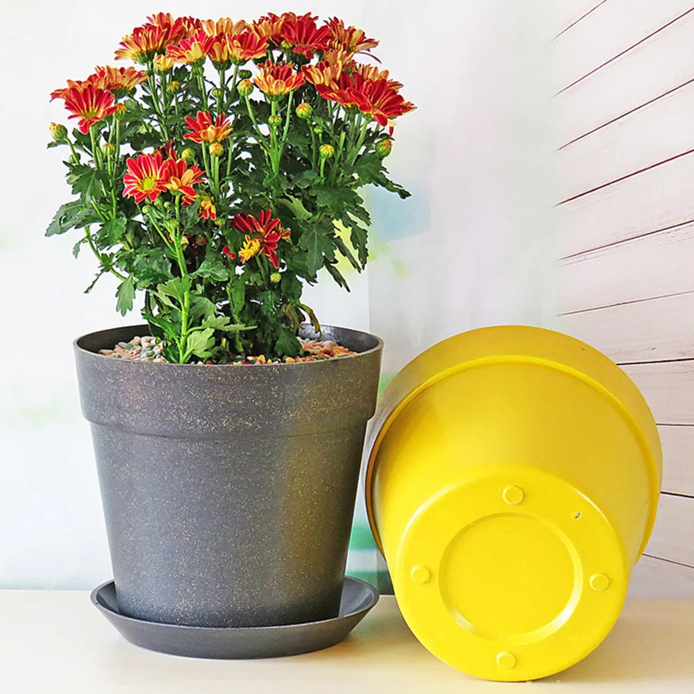 

2Pcs Biodegradable Plant Fiber Flowerpot Saucer Set for Office Home Indoor Garden Planter with Drainage Hole Breathable Durable