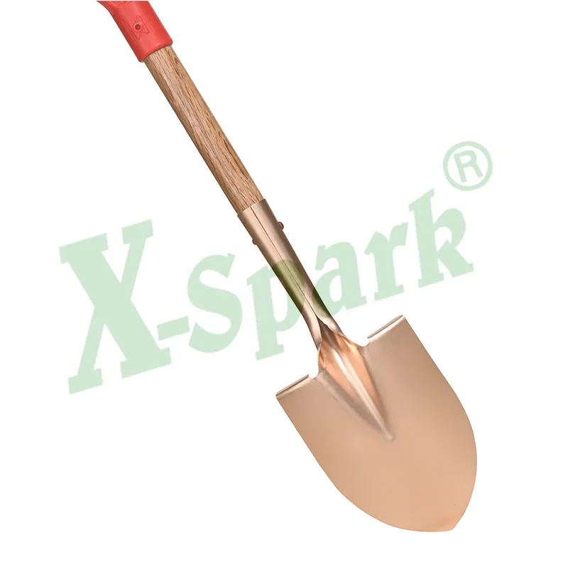 مجرفة مستديرة شديدة التحمل مع مقبض خشبي طويل، مجرفة نحاسية ذات جودة عالية