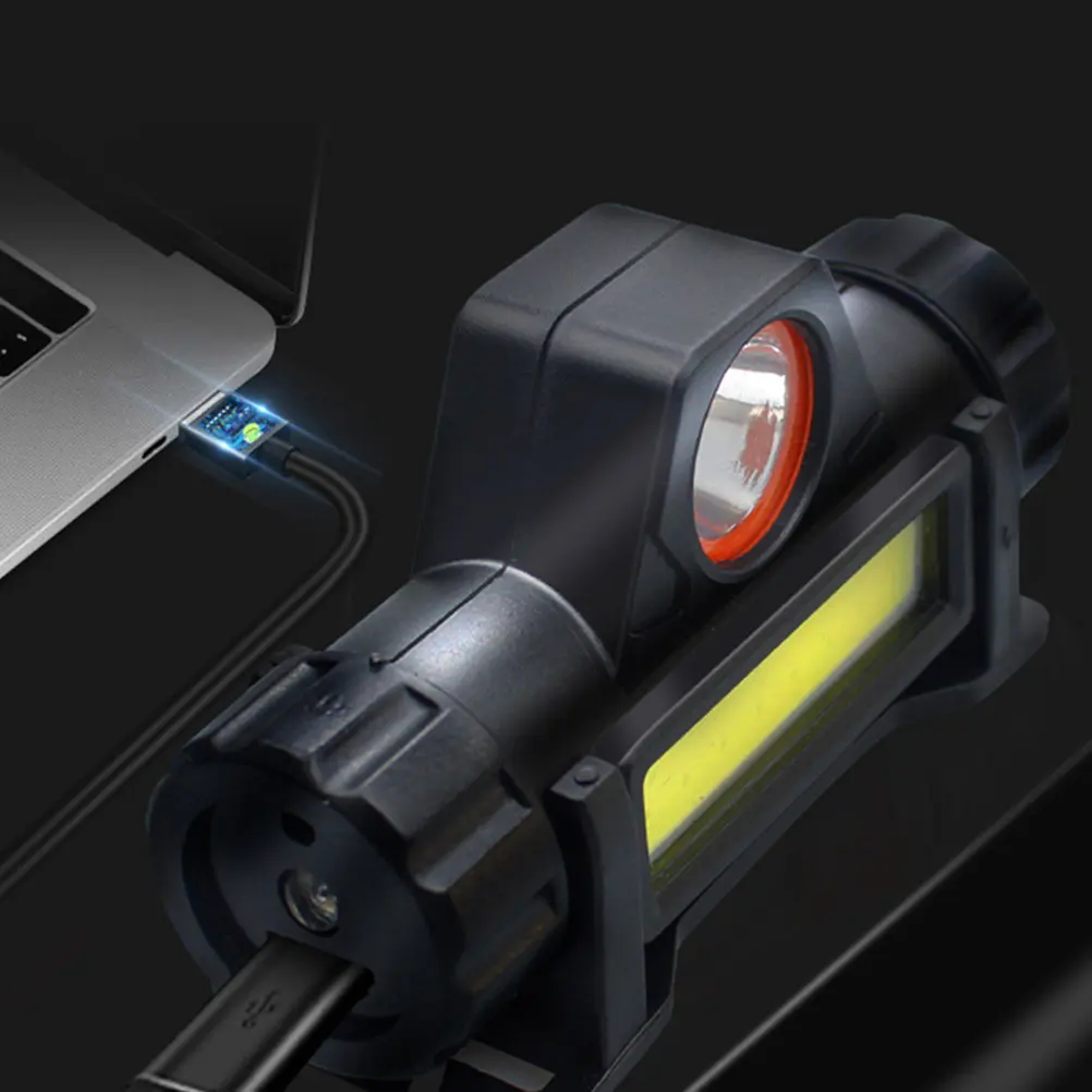 1Pcs Mounted Flashlight USB Rechargeable LED Outdoor Headlamp with Elastic Band for Hands-Free Use Multi-Functional Night