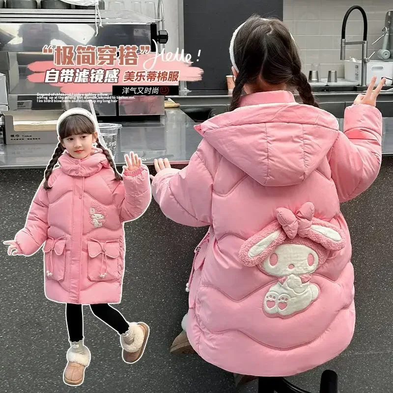 My Melody Anime Kawaii mantel katun hangat mode lucu kartun Sanrio Ins hadiah jaket putri anak-anak tebal untuk anak-anak