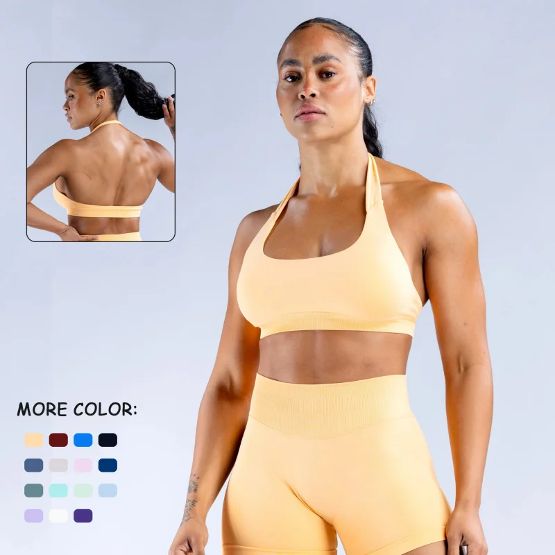 

DFEuropean and American Seamless Backless Sports Vest for Women, High Elastic, Matte, Nylon Yoga Bra, Tight-fitting