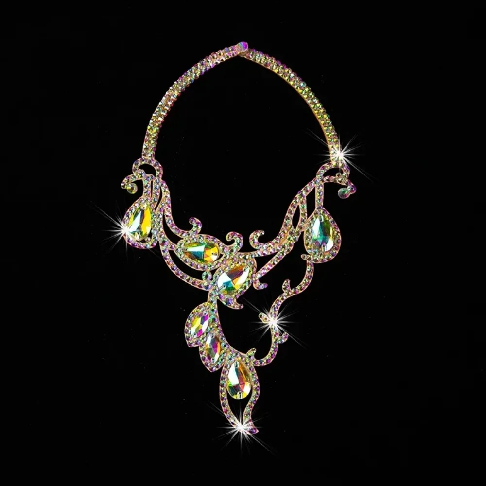 Collar de actuación de danza del vientre para mujer, personalizado, diamantes de imitación de lujo, accesorios de adorno de danza Oriental moderna para personas mayores