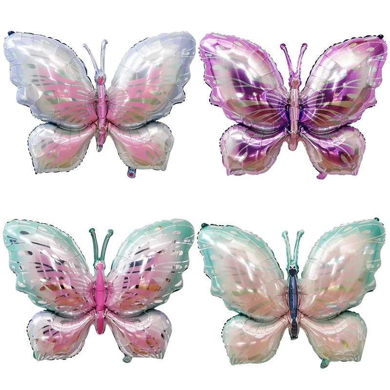 Große Schmetterling Aluminium folie Luftballons Schmetterling Helium Luft Globos Geburtstags feier Dekorationen Baby party Kinder Spielzeug Foto Requisiten