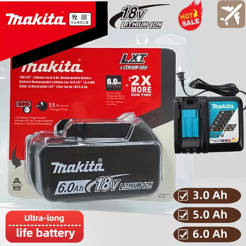 

Original Makita DTW600 Rechargeable Power Tool Battery, Replaceable LED Lithium-ion, 6.0 Ah 18V BL1860B BL1860BL1850 BL1830 LXT