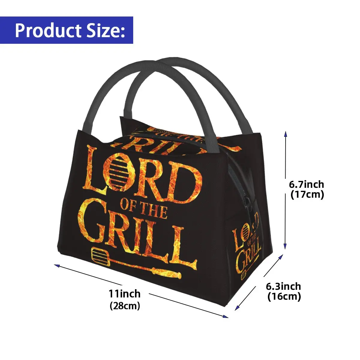 Lord Of The Grill Barbecue Chef Lunch Bag for School Picnic Storage Food Boxes Container Cooler Thermal Lunch Box Tote