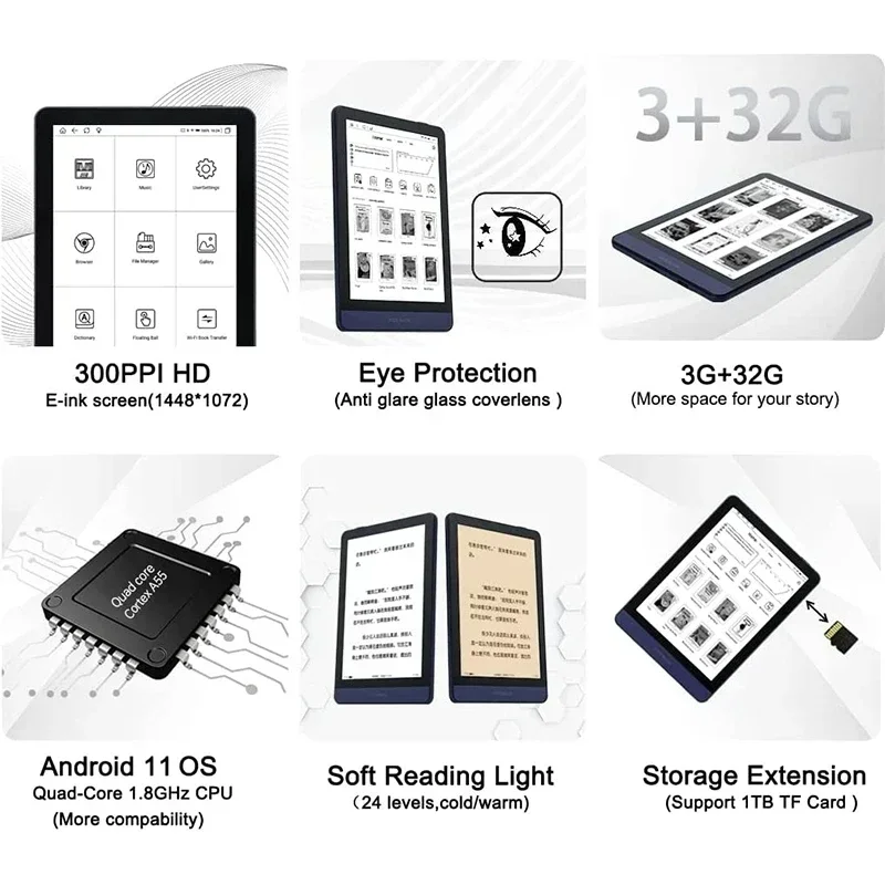 2025Meebook 6 بوصة شاشة الحبر الإلكتروني Kindle قارئ الكتب الإلكترونية 3GB + 32GB الجيب المحمول أندرويد 11 القارئ الإلكتروني اللوحي