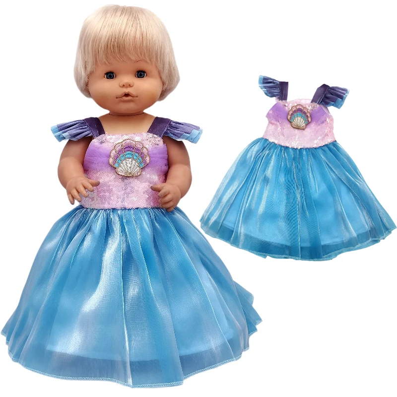 เสื้อผ้าตุ๊กตาทารกเกิดใหม่ขนาด40ซม. ชุดเจ้าหญิงสีฟ้าม่วงเสื้อผ้าตุ๊กตา17"