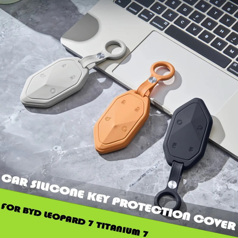 Car Silicone Key Protection Cover Fit for BYD Leopard 7 Titanium 7 Modified Car All Inclusive Key Protection Case Accessories