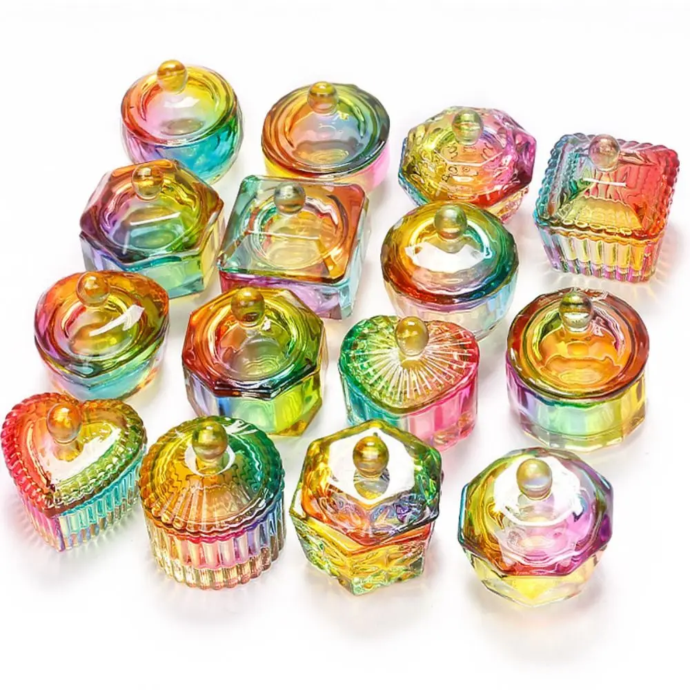 

Small Storage Mini Crystal Glass Cup Gel Liquid Powder Unique Pen Brush Washer Aurora Luxury Makeup Pot Jar Beauty