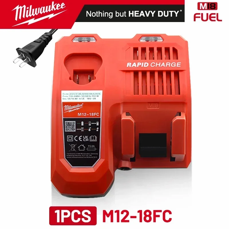 شاحن ميلووكي 12 فولت 14 فولت 18 فولت سريع ليثيوم أيون M12 M18، تناسب ميلووكي M12-18C بطارية ليثيوم أيون متعددة الجهد بمنفذ مزدوج