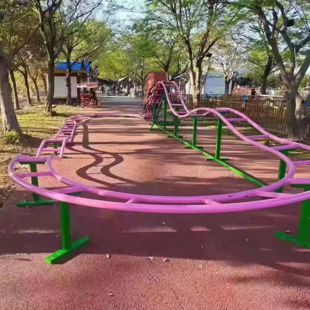 Mini Unpowered Outdoor Roller Coaster for Kids Powered by Human Train Drive Amusement Park Equipment