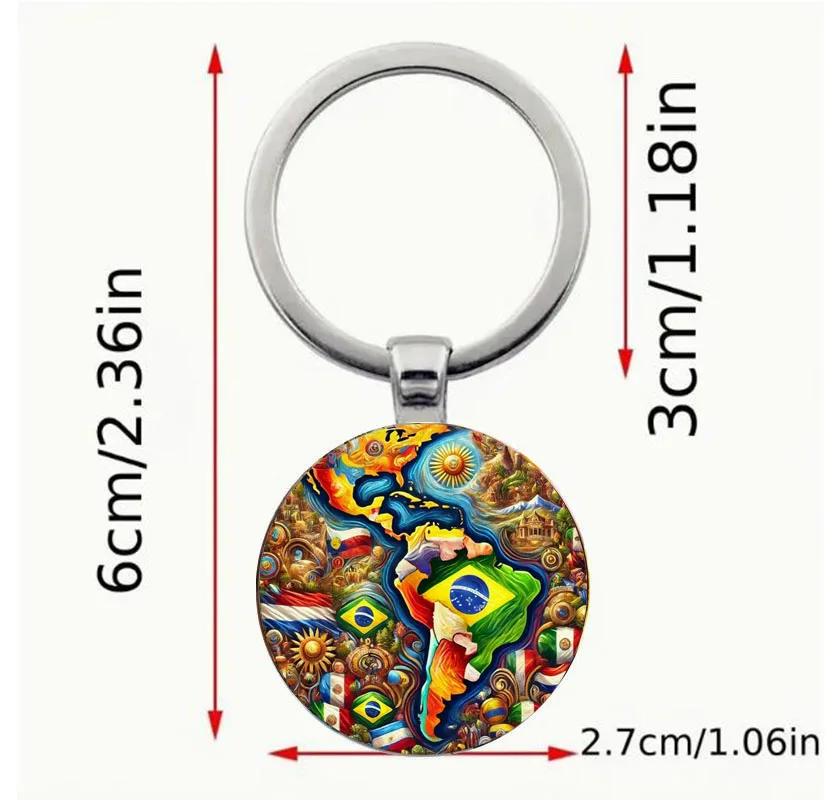 سلسلة مفاتيح دائرية مستوحاة من العلم الأمريكي اللاتيني النابض بالحياة لعيد الأب وعيد الحب وعيد الفصح وهدية مثالية