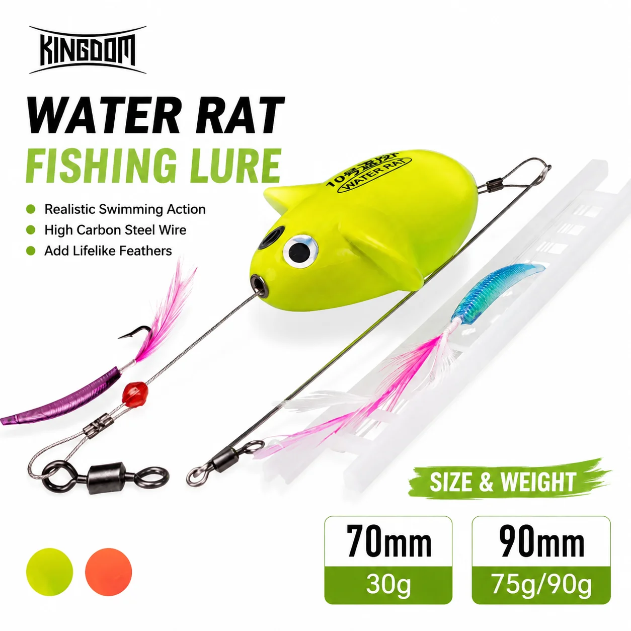 Kingdom Sinking schwimmende Angelköder, 70 mm, 90 mm, hochdichter ABS-Schaum, Mausform, Gleichgewicht, weit werfender künstlicher harter SwimBait