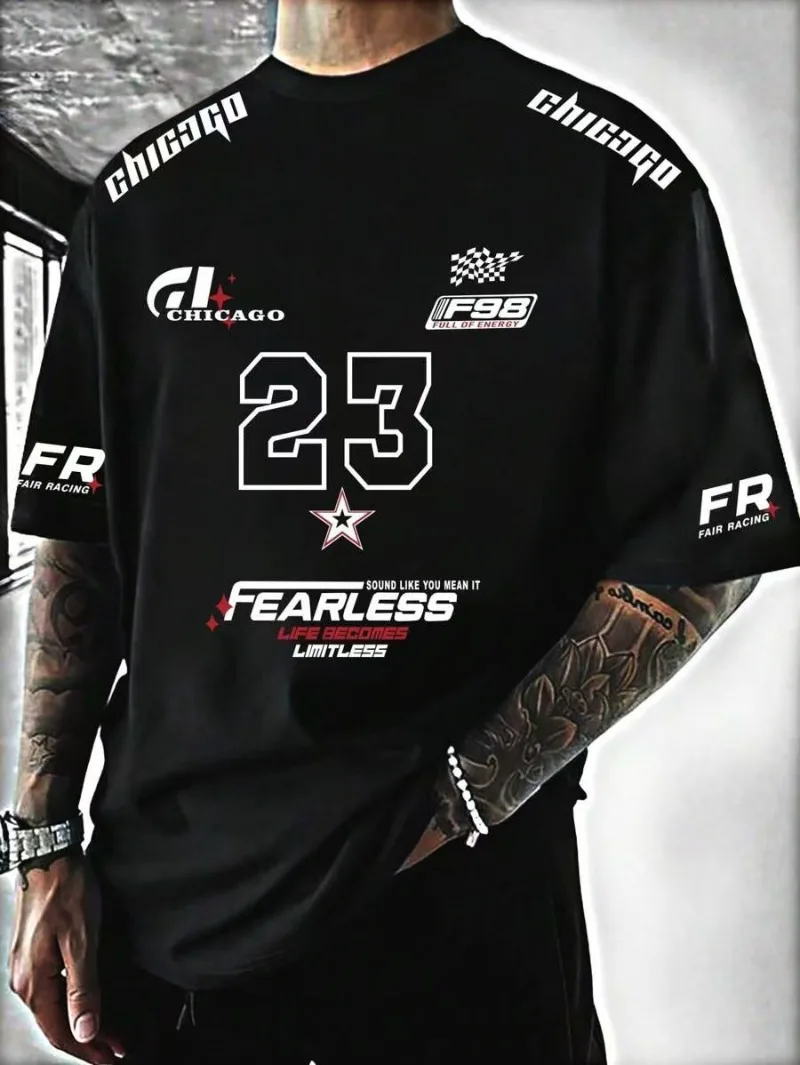 

Gothic Harajuku sporty digital breathable men T-shirt American hip-hop high street fashion short-sleeved Y2K trendy casual shirt