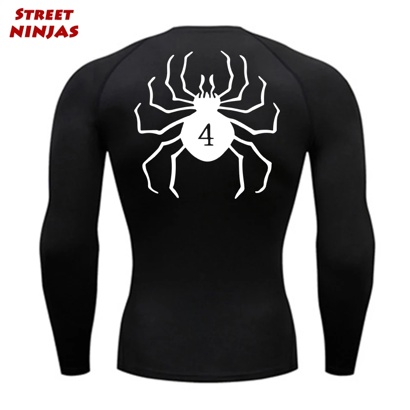 

Spider Print Compression Shirts for Men Gym Workout Long Sleeve Rash Guard Athletic Sports Quick Dry Baselayers Undershirts Tops