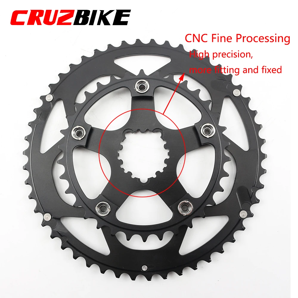 CRUZbike Road Bike Chainring 50-34T Chain Wheel Double Disc Bicycle Crown For 9/10/11/12 Speed Crankset