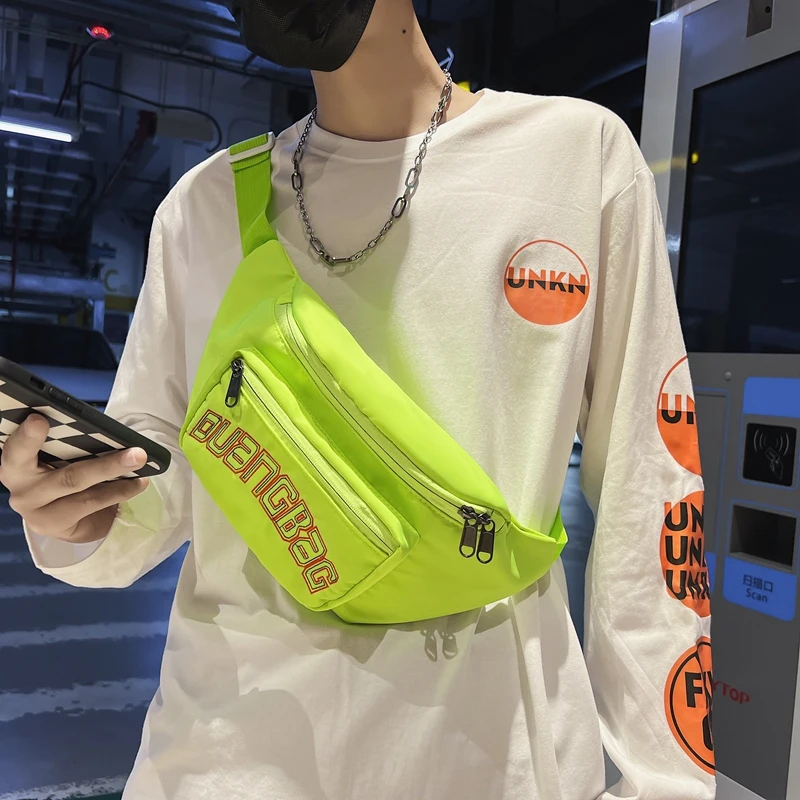 

Young Men Bag Canvas Casual Trend Waist Bags Simple Unisex Leisure Male Chest Bags Zipper Boy Fanny Pack Street Style