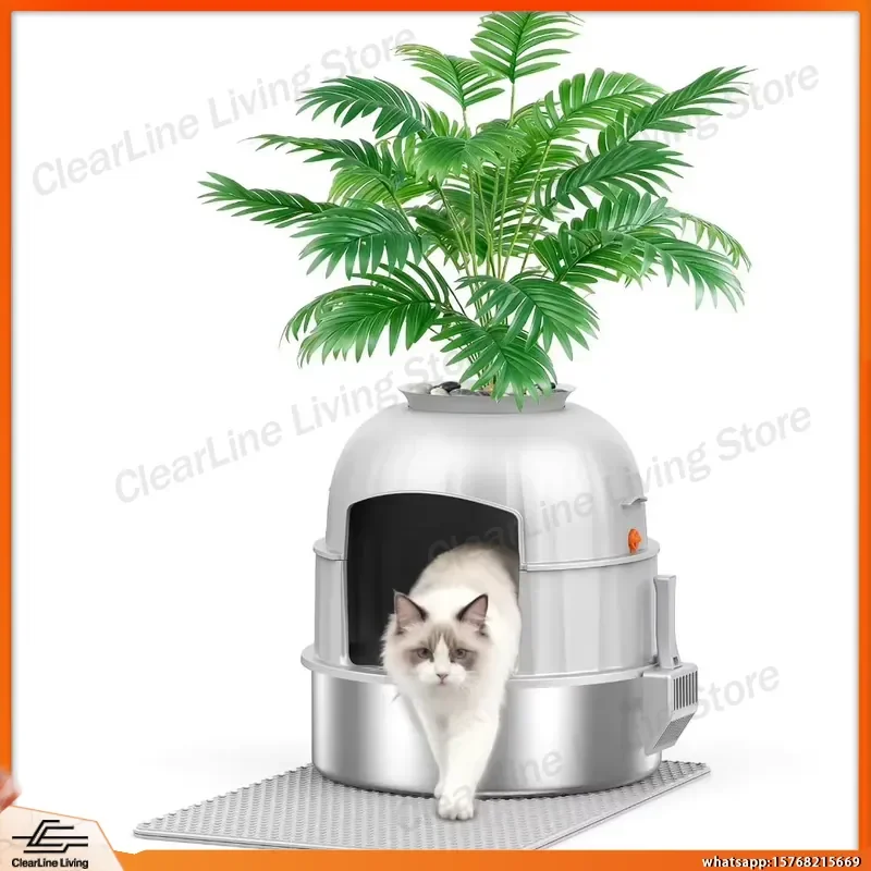 Fully Enclosed Oversized Cat Litter Box with UV Sterilization Splash Proof Easy Clean Plastic Self Cleaning Automatic Cat
