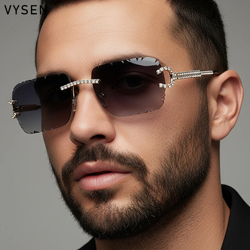 بدون شفة الشرير مربع النظارات الشمسية الرجال 2025 العلامة التجارية الفاخرة خمر قطع حافة فرملس نظارات شمسية حجر الراين في الهواء الطلق نظارات ظلال #6