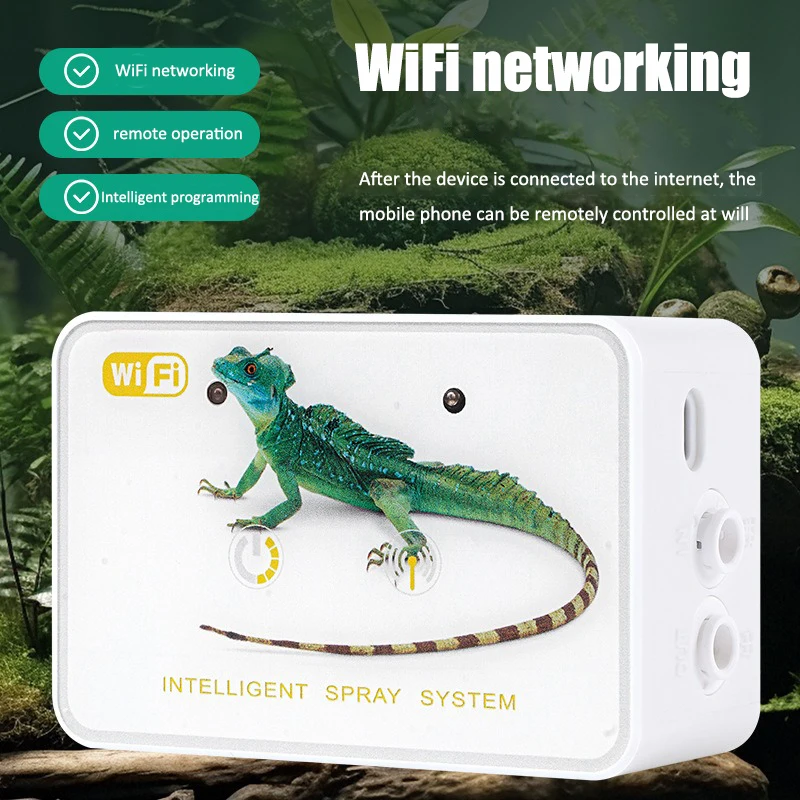WiFi Reptile Intelligent Mist Sprayer Kit, Electronic Timer Automatic Terrarium Humidifier Rainforest Fogger Sprinkler System