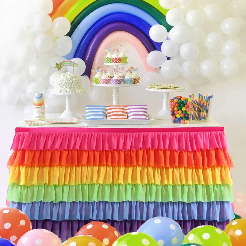 Popular colorful multi-layered table skirt for wedding, birthday party, holiday dessert table decoration