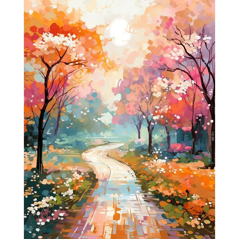 GATYZTORY Forest Picture Painting By Numbers Kits Colorful Scenery Handpainted On Canvas Diy Ideas Coloring On Numbers Home Deco