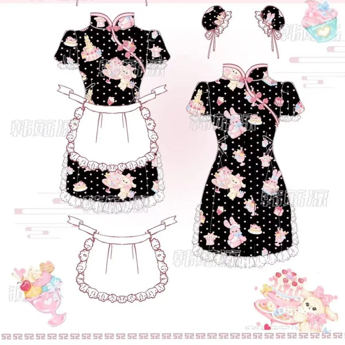 Japanese Sweet Lolita Jsk Elegant Ruffles Lace Bandage Girls Y2k Kawaii Tea Party Cheongsam New Chinese Style Improved Dress