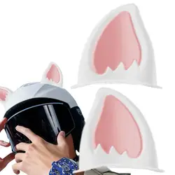 1 Pair cute Cat Ears Motorcycle Helmet decoration self-adhesive Kitten Ears Hard Hat Horns for Scooter Bicycle Motorbike Ski