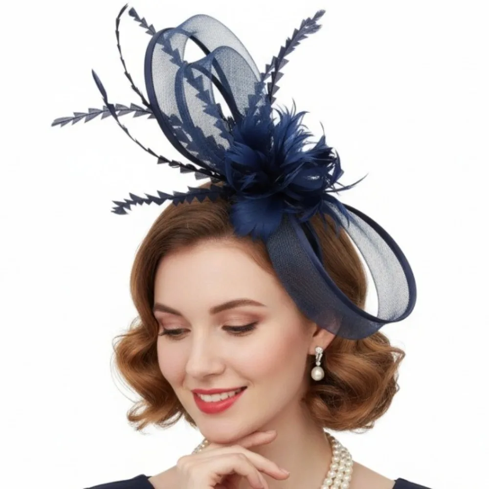Royal Ascot Ladies Derby Hats Elegant Headdress Flower Horse Racing Festival Hat Hair Accessories Vintage Mesh Fascinator Hat
