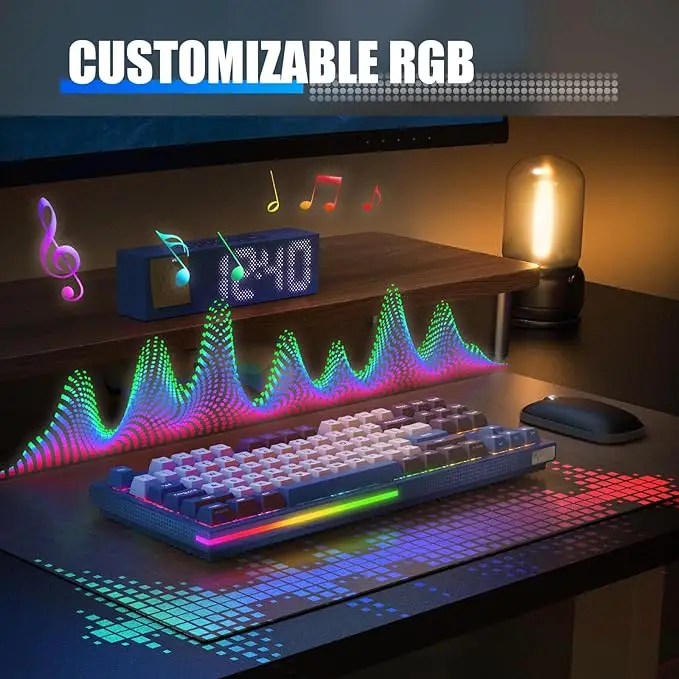 Imagem -03 - Kemove-teclado Mecânico sem Fio para Jogos Teclado Hot-swappable 80 Tkl Rgb Bluetooth 5.0 2.4g Modos com Fio K87