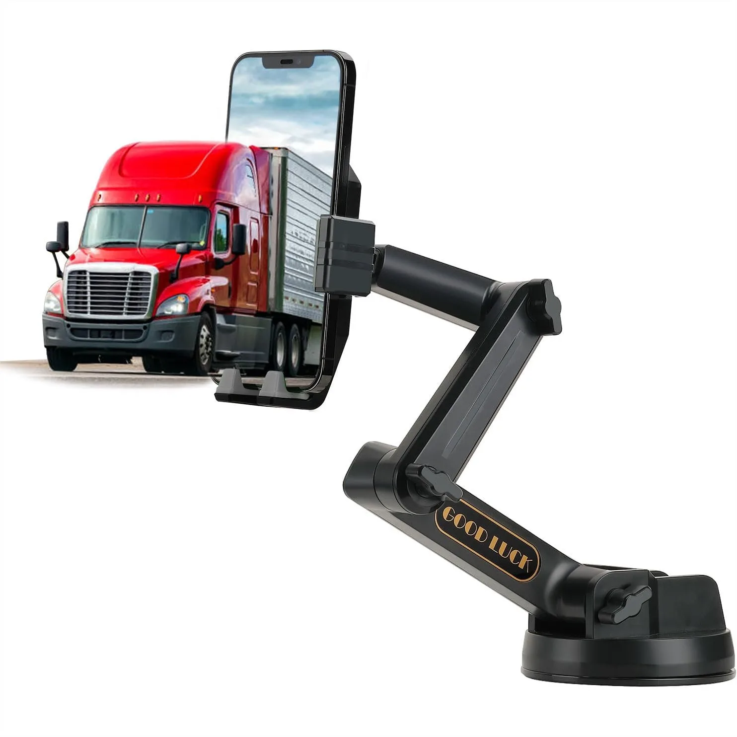 

Phone Mount for Truck, Heavy Duty Suction Cup Dashboard Windshield Holder for Semi Truck, Compatible with iPhone/Samsung