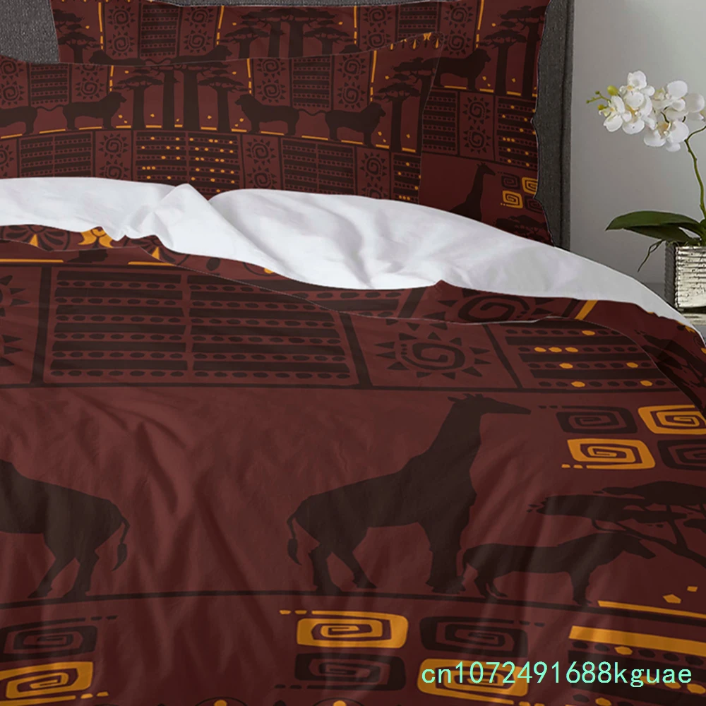 African Giraffe Lion Silhouette 3pcs Bedding Set For Double Bed Home Textile Duvet Cover Quilt Cover Pillowcase 5