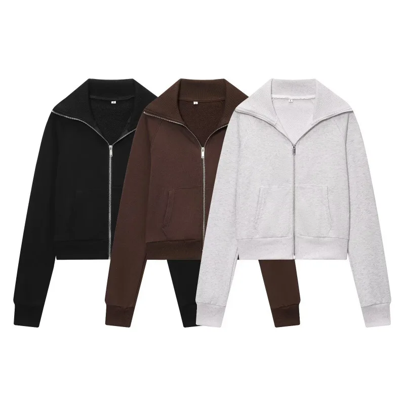 Setelan Jaket dan Celana Panjang Resleting Depan Model Musim Gugur Awal untuk Wanita, Pakaian Olahraga Kasual