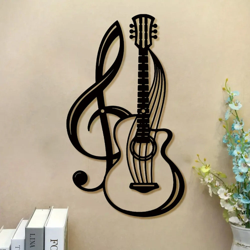 1PC Iron Violin Music Note Wall Art - Metal Decorative Sign for Home Garden Kitchen Decor