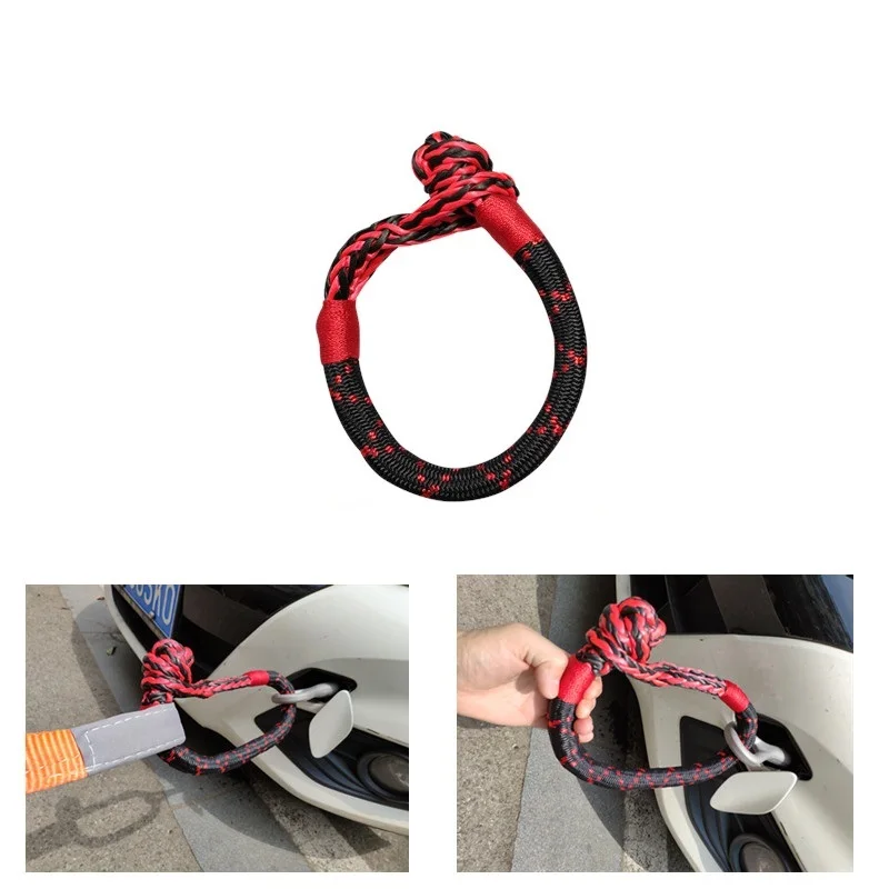 Rope Shackle Synthetic Car Flexible Shackles 38,000lbs Recovery Ring Trailer Tow Strap Pull 17t Car Broke Down Winch Accessories