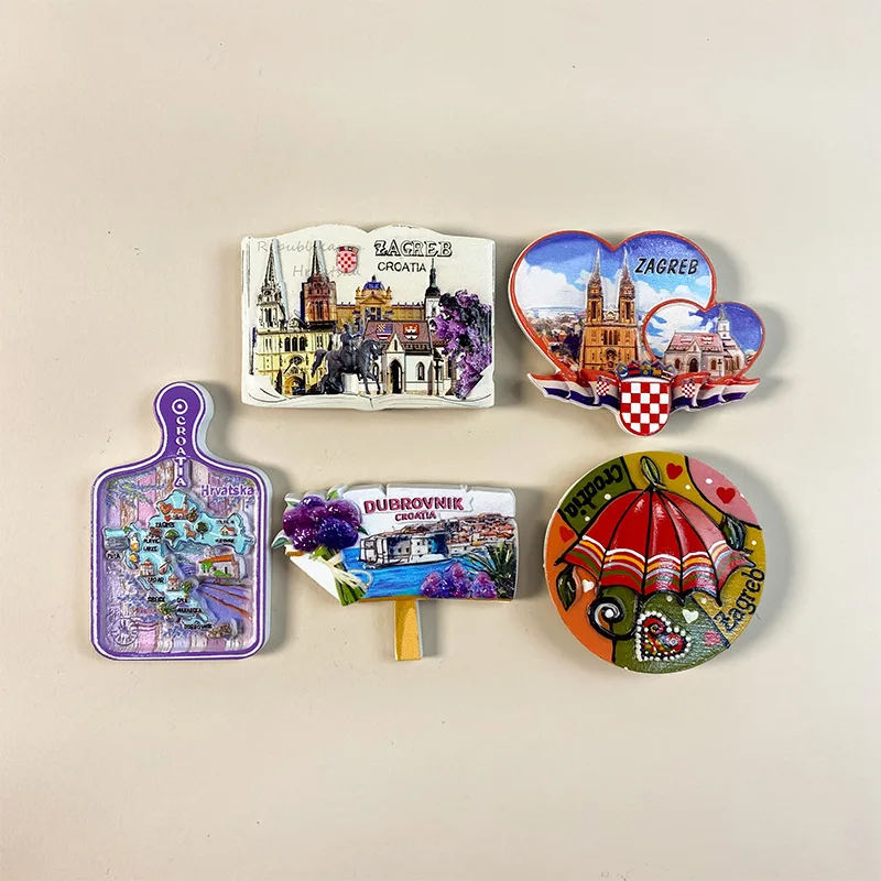 Imanes de nevera de Croacia, colección de regalos, recuerdo de turismo, impresión UV 3D, imanes de resina para nevera, pegatina, decoración del hogar