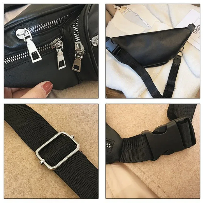 Riñonera deportiva de cuero PU que combina con todo para mujer, bolso de cintura con cadena, bolso Bananka, bolso de ocio, bolso de cinturón con banda para el vientre