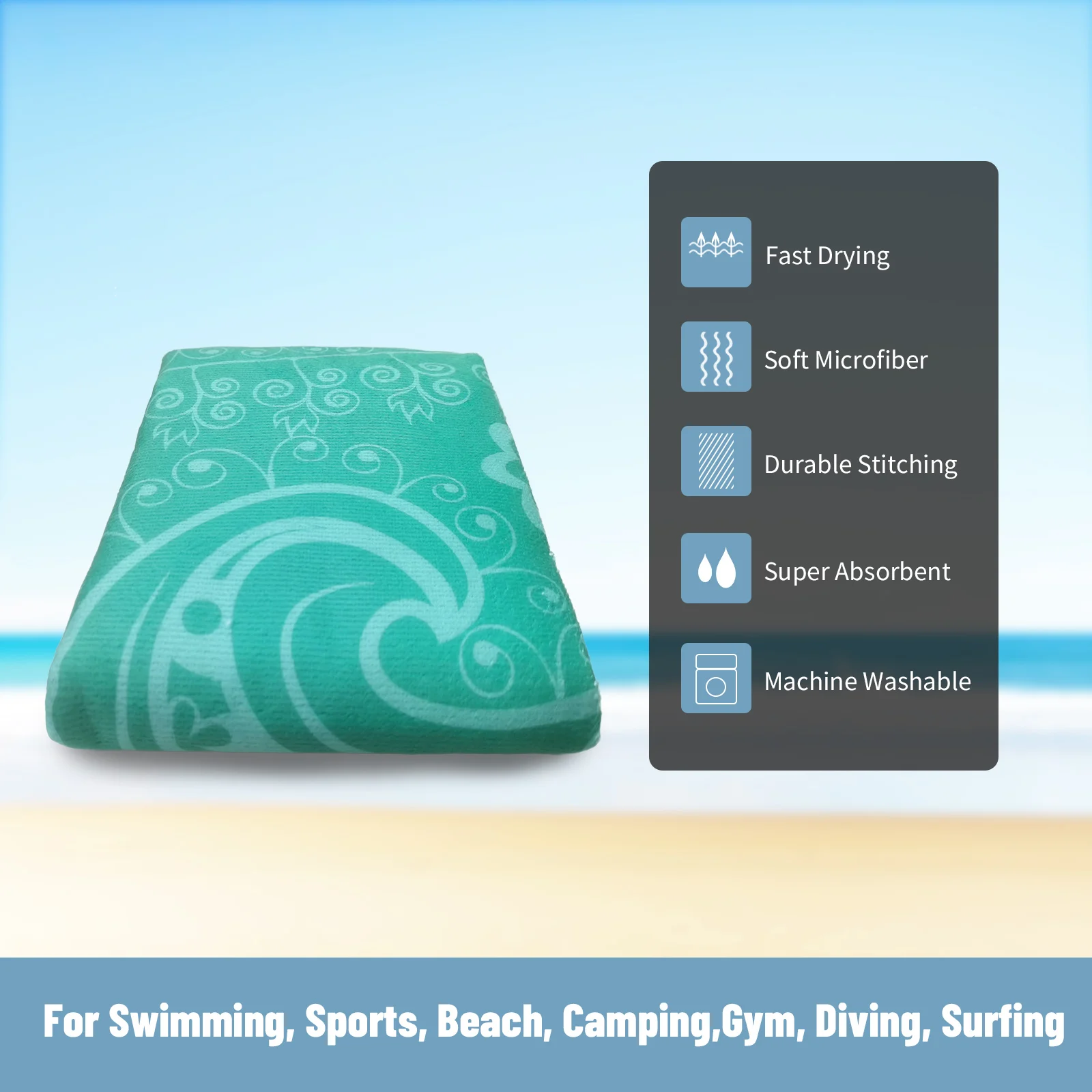 Microfiber Beach Towels Quick Drying Towel Swim Towel Super Soft Absorbent Towel for The Swimming, Sports, Beach, Camping, Gym,