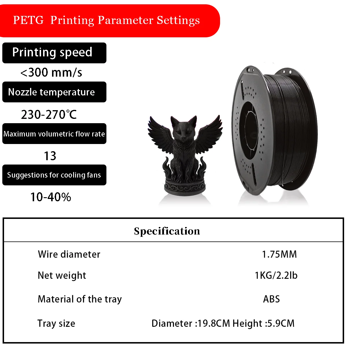 

PETG Black 3D printing consumables, ABS material, cost-effective, roller design, continuous printing
