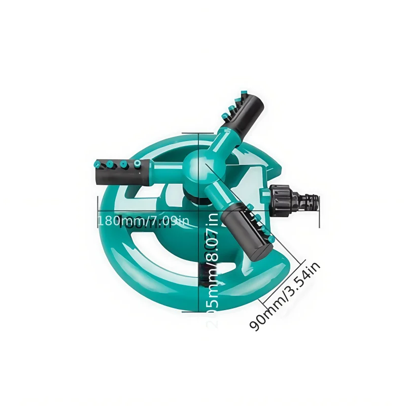 360 °   Rotating Automatic Lawn Sprinkler with Adjustable Nozzle - Large Coverage Area, Green Plastic Design for Even Water Dist