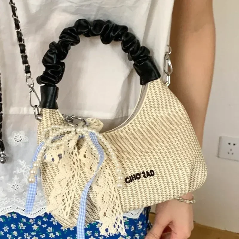 

2025 Women's Color-Block Chain Strap Tote - Unique Crossbody Purse, Summer Elegant Small Handbag for Daily Versatile Use