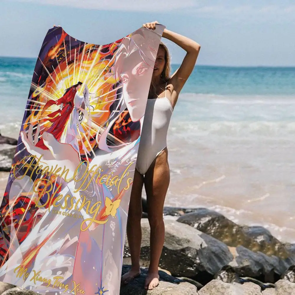 Chinese Heaven Officials Blessing Microfiber Printed Beach Towel Mountain Climbing Yoga Beach Swimming Running Absorbent Soft