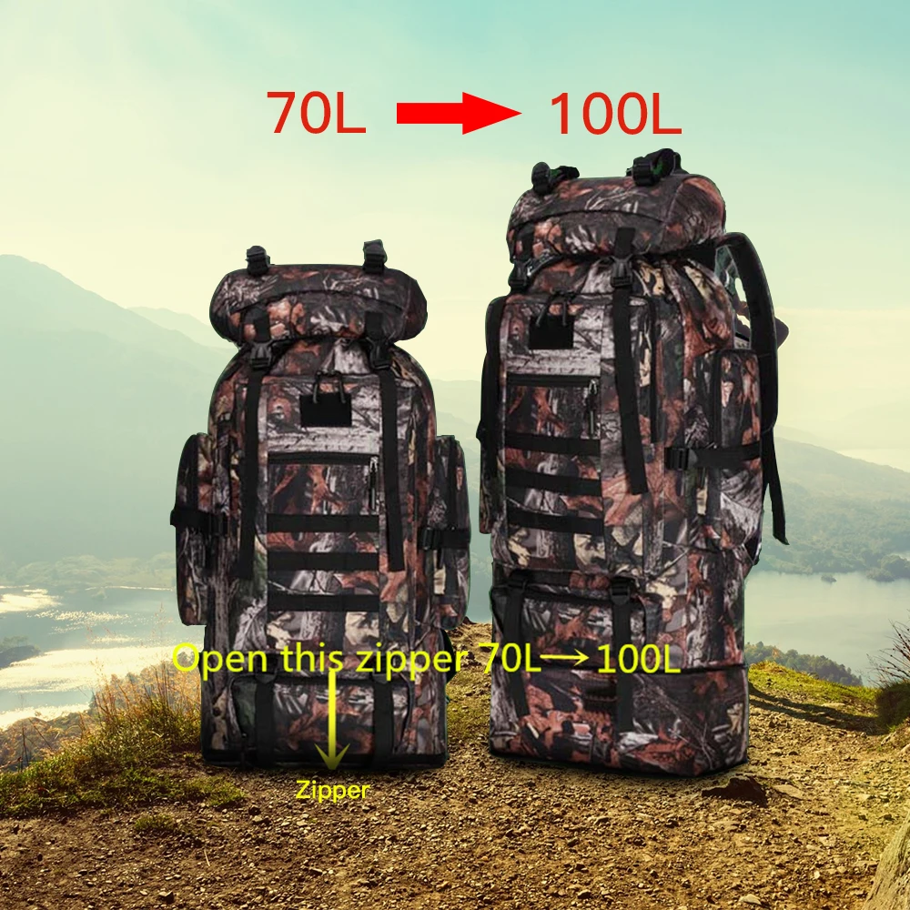 Imagem -03 - Mochila Tática para Homens Bolsa de Ombro Bolsa de Viagem Bagagem Esportiva Camping Escalada Trekking Caminhadas ao ar Livre 100l Xa861wa